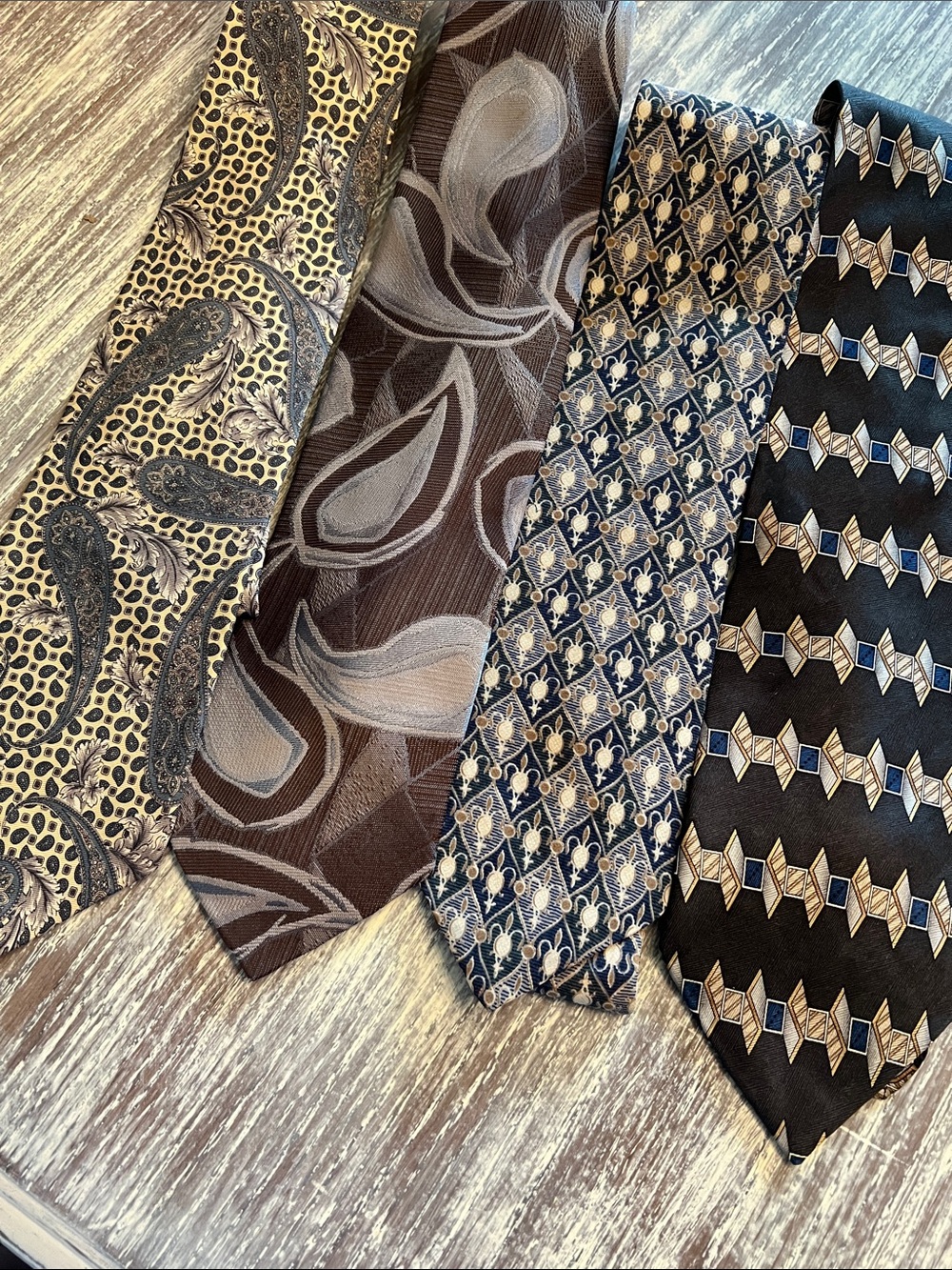 Men's Brown and Black Patterned Silk Tie Set of 4